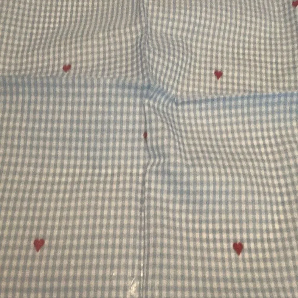 Gucci Cotton Square Scarf Blue White Gingham Plaid & Hearts Cutesy Cottagecore